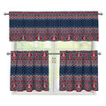Winter Holiday Knitted Pattern Print 3 Piece Kitchen Curtains