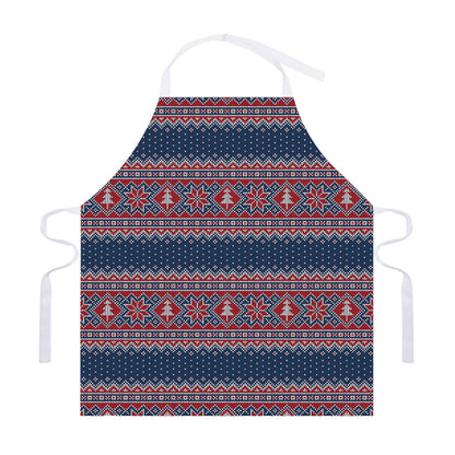 Winter Holiday Knitted Pattern Print Adjustable Apron