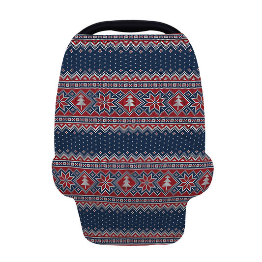 Winter Holiday Knitted Pattern Print Baby Seat Cover