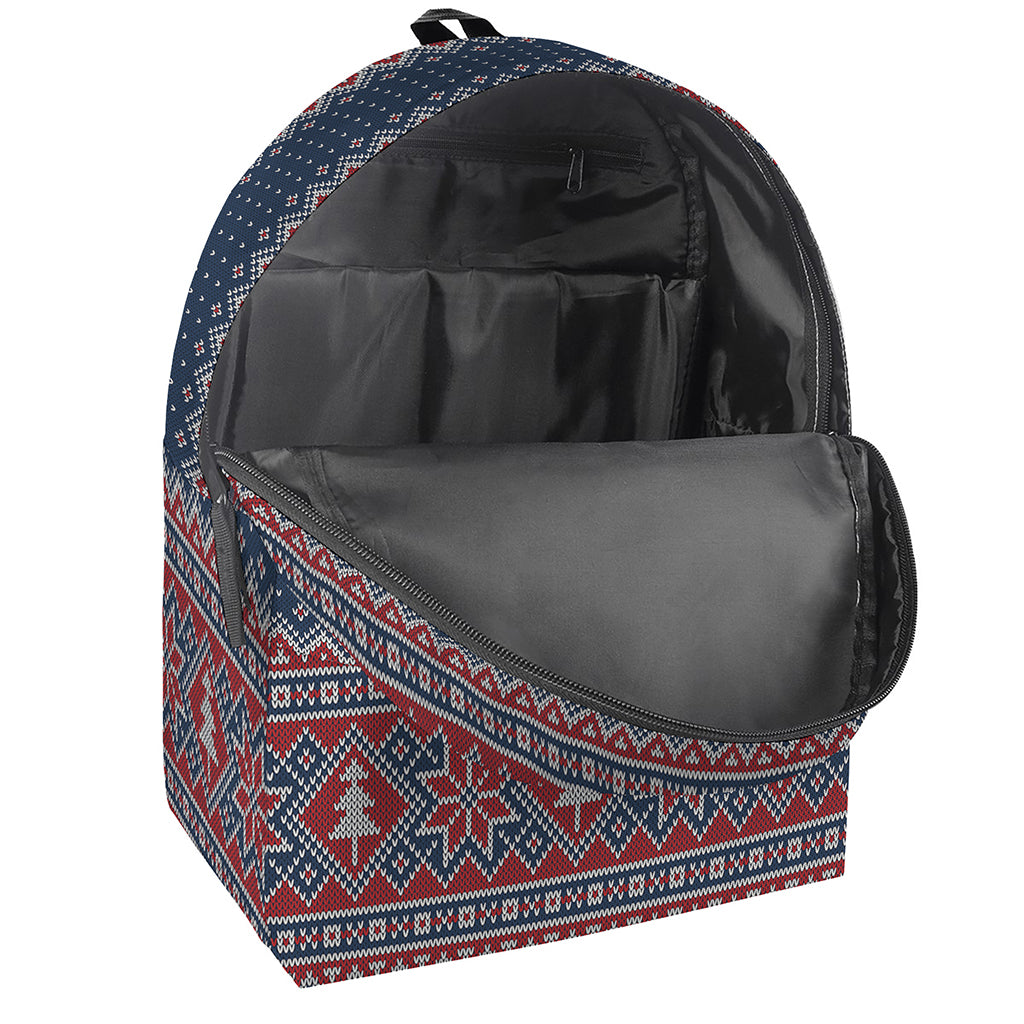 Winter Holiday Knitted Pattern Print Backpack