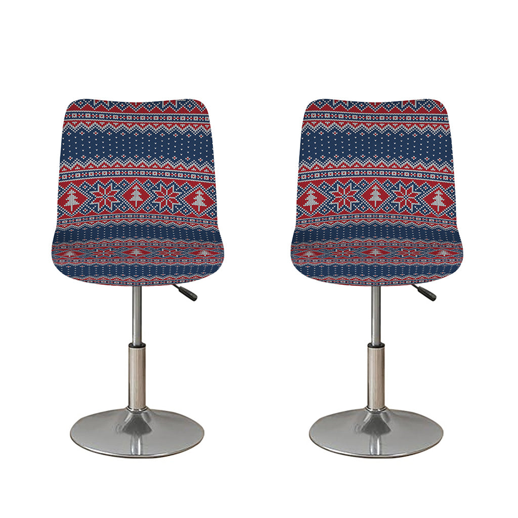Winter Holiday Knitted Pattern Print Bar Stool Covers