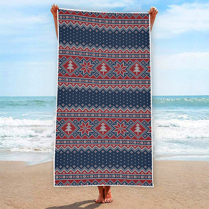 Winter Holiday Knitted Pattern Print Beach Towel
