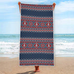 Winter Holiday Knitted Pattern Print Beach Towel