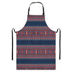Winter Holiday Knitted Pattern Print Bib Apron With Pocket