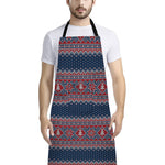 Winter Holiday Knitted Pattern Print Bib Apron With Pocket