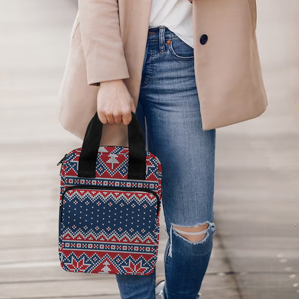 Winter Holiday Knitted Pattern Print Bible Tote Bag