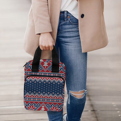 Winter Holiday Knitted Pattern Print Bible Tote Bag
