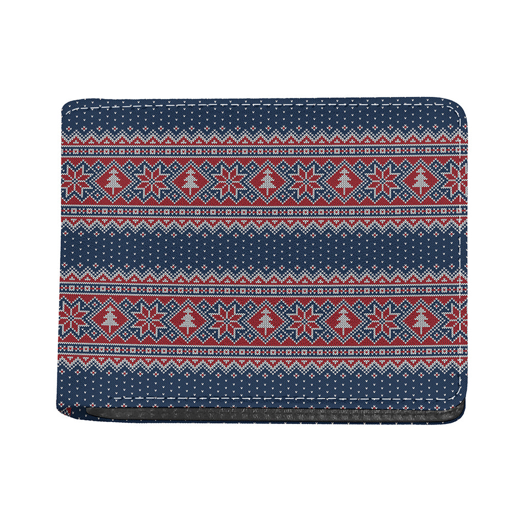 Winter Holiday Knitted Pattern Print Bifold Wallet