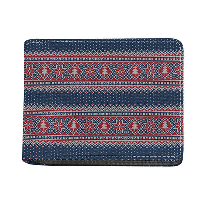 Winter Holiday Knitted Pattern Print Bifold Wallet