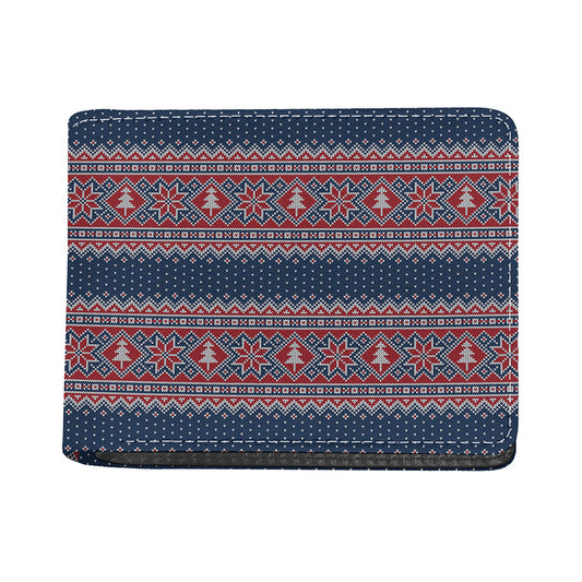 Winter Holiday Knitted Pattern Print Bifold Wallet