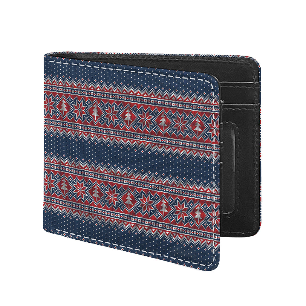 Winter Holiday Knitted Pattern Print Bifold Wallet