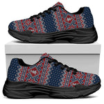 Winter Holiday Knitted Pattern Print Black Chunky Shoes