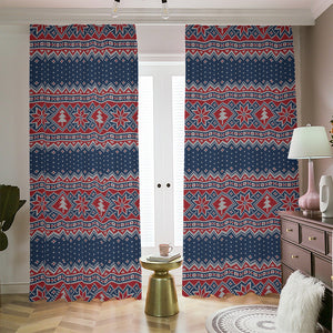 Winter Holiday Knitted Pattern Print Blackout Pencil Pleat Curtains