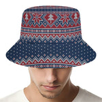 Winter Holiday Knitted Pattern Print Bucket Hat