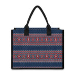 Winter Holiday Knitted Pattern Print Canvas Tote Bag