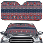 Winter Holiday Knitted Pattern Print Car Windshield Sun Shade
