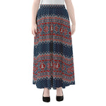 Winter Holiday Knitted Pattern Print Chiffon Maxi Skirt
