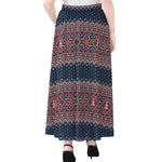 Winter Holiday Knitted Pattern Print Chiffon Maxi Skirt