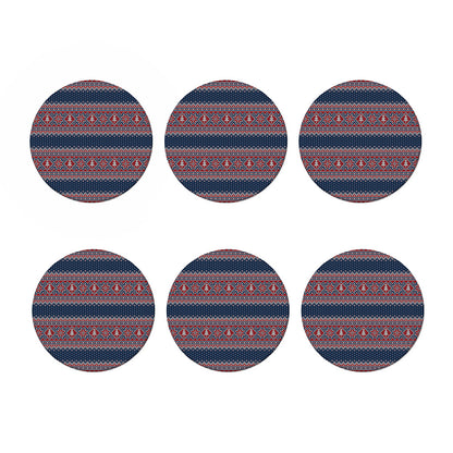 Winter Holiday Knitted Pattern Print Coaster Set