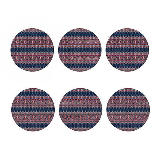 Winter Holiday Knitted Pattern Print Coaster Set