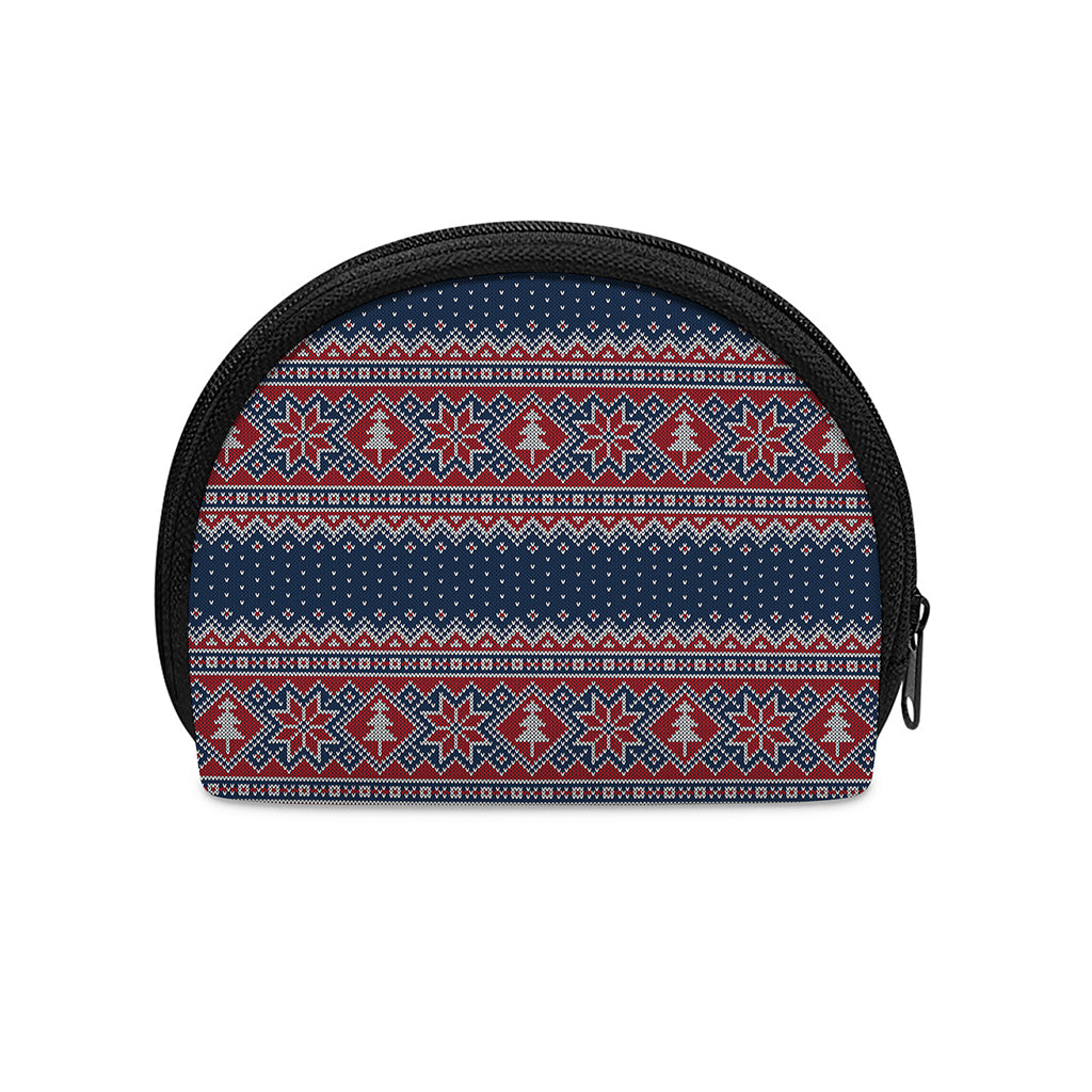 Winter Holiday Knitted Pattern Print Coin Purse