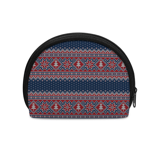 Winter Holiday Knitted Pattern Print Coin Purse