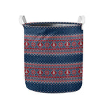 Winter Holiday Knitted Pattern Print Collapsible Laundry Basket