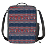 Winter Holiday Knitted Pattern Print Crossbody Lunch Bag