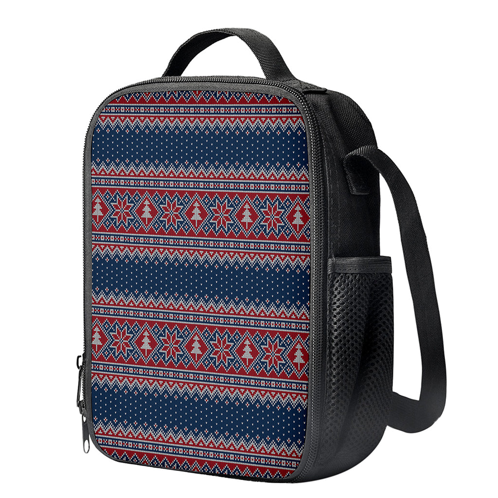 Winter Holiday Knitted Pattern Print Crossbody Lunch Bag