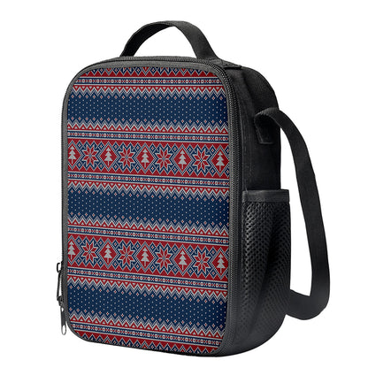 Winter Holiday Knitted Pattern Print Crossbody Lunch Bag