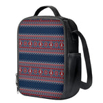 Winter Holiday Knitted Pattern Print Crossbody Lunch Bag