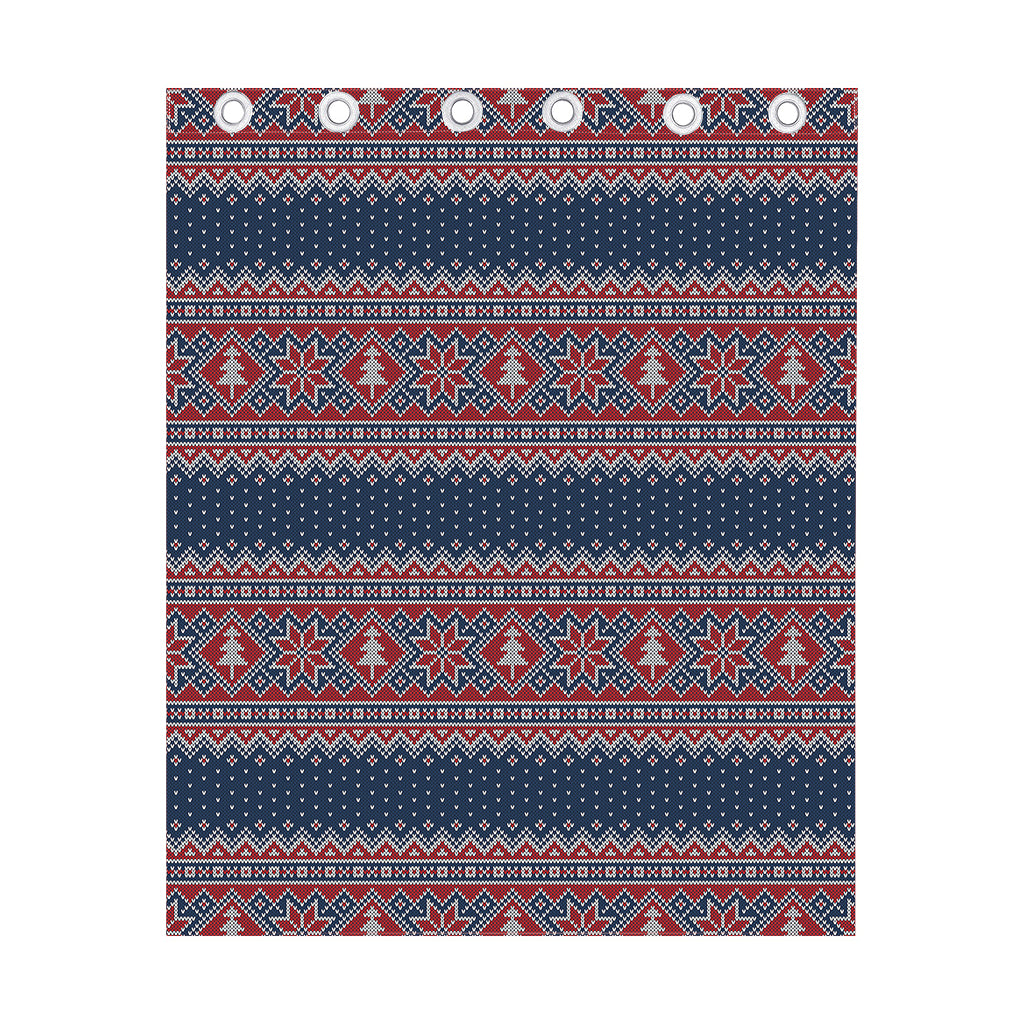 Winter Holiday Knitted Pattern Print Curtain