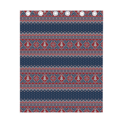 Winter Holiday Knitted Pattern Print Curtain