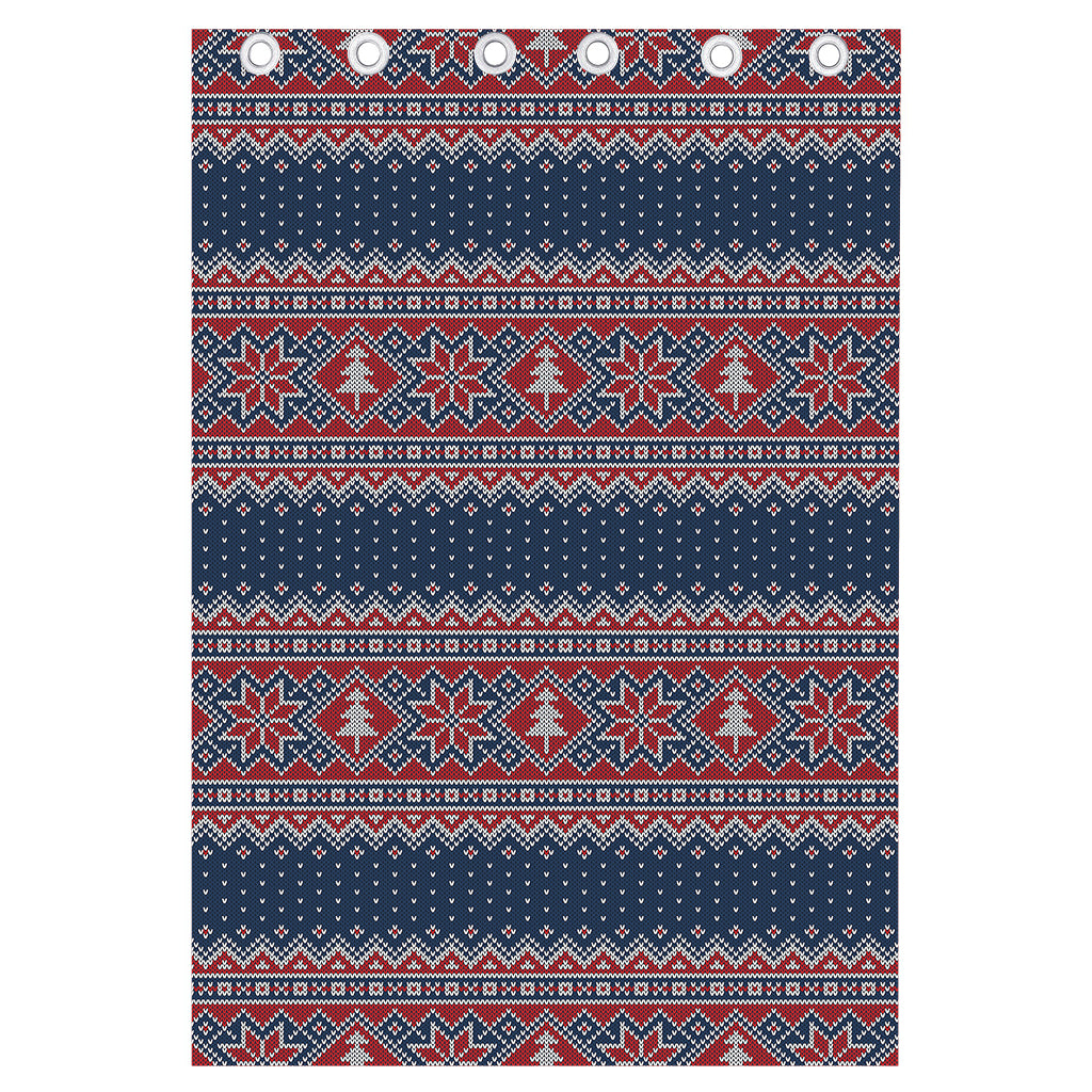 Winter Holiday Knitted Pattern Print Curtain