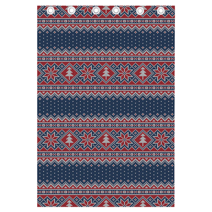 Winter Holiday Knitted Pattern Print Curtain