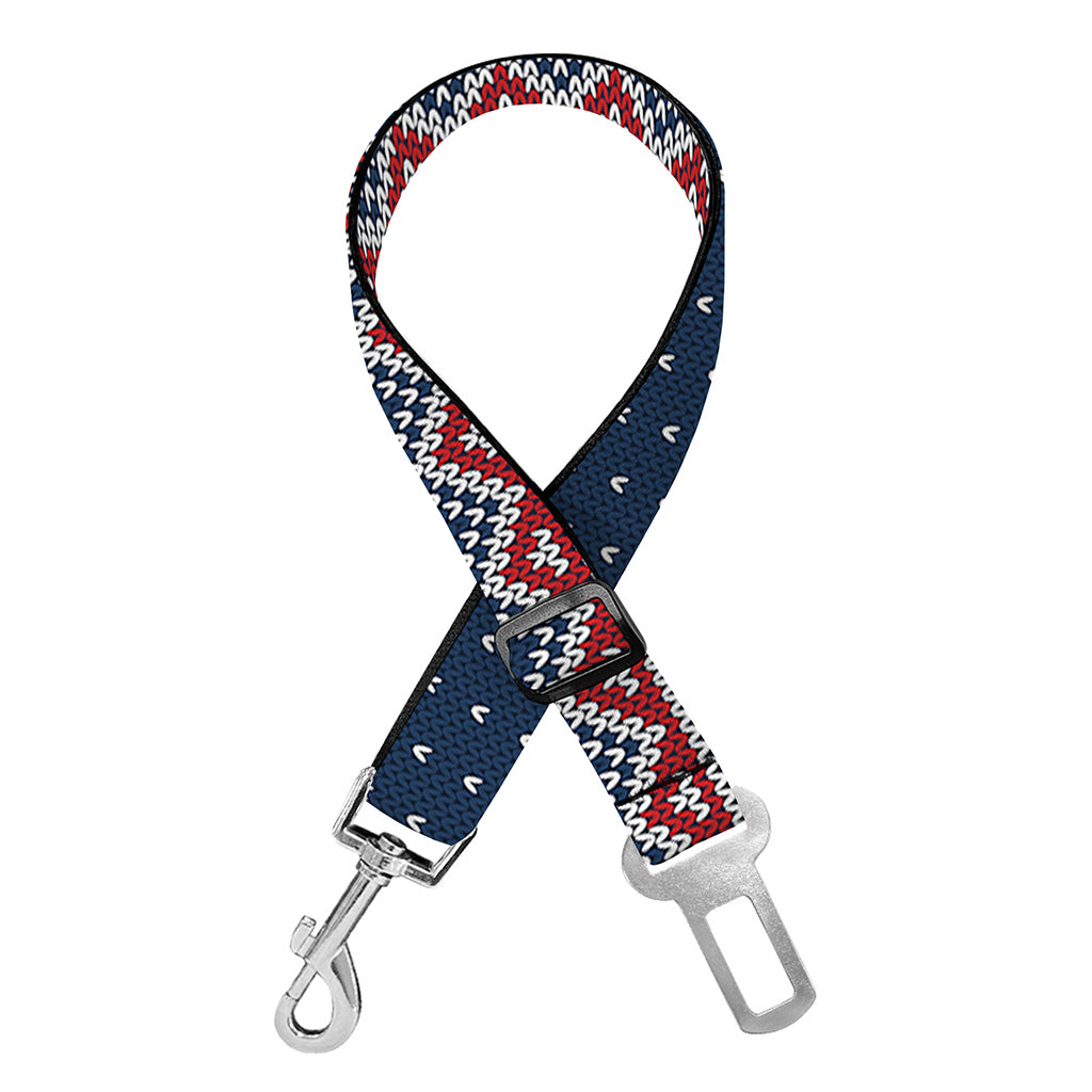 Winter Holiday Knitted Pattern Print Dog Seat Belt