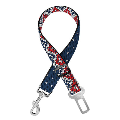 Winter Holiday Knitted Pattern Print Dog Seat Belt