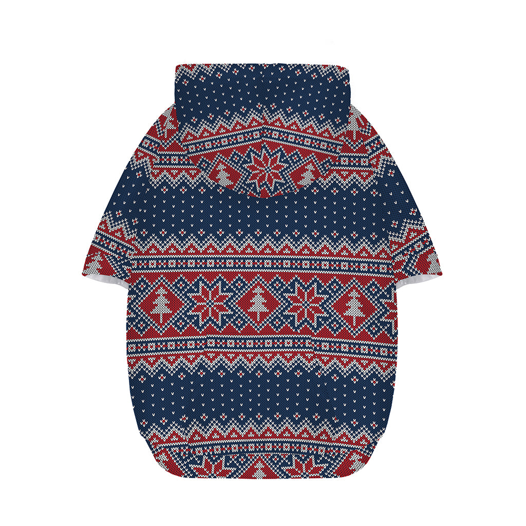 Winter Holiday Knitted Pattern Print Dog Zip Up Hoodie