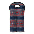 Winter Holiday Knitted Pattern Print Double Neoprene Wine Tote