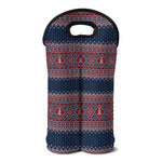 Winter Holiday Knitted Pattern Print Double Neoprene Wine Tote