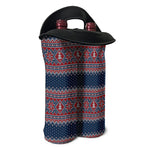 Winter Holiday Knitted Pattern Print Double Neoprene Wine Tote