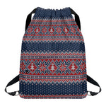 Winter Holiday Knitted Pattern Print Drawstring Backpack