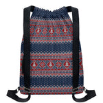 Winter Holiday Knitted Pattern Print Drawstring Backpack