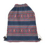 Winter Holiday Knitted Pattern Print Drawstring Bag