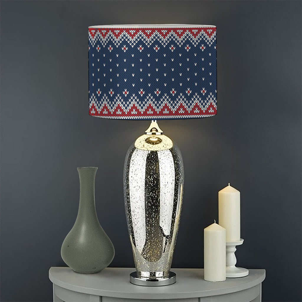 Winter Holiday Knitted Pattern Print Drum Lamp Shade