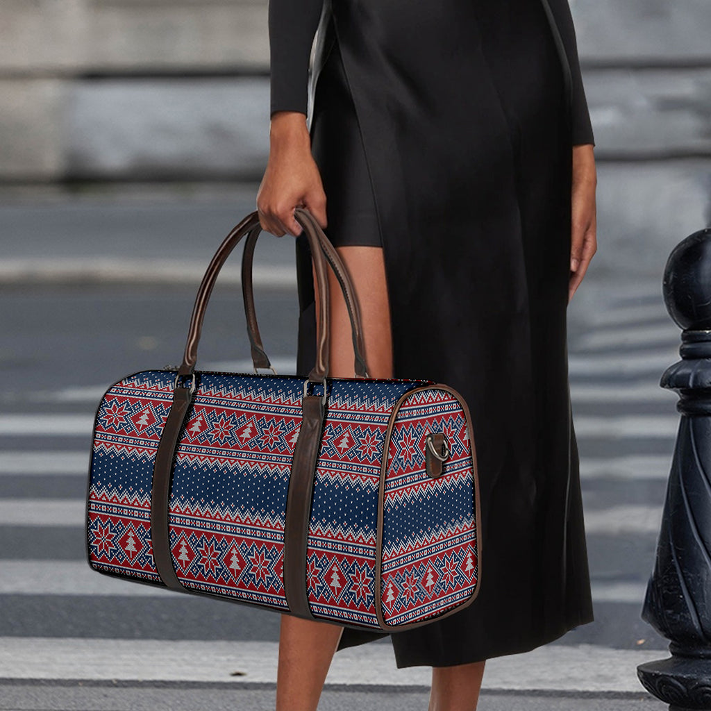 Winter Holiday Knitted Pattern Print Duffle Bag