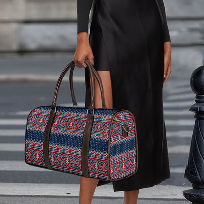 Winter Holiday Knitted Pattern Print Duffle Bag