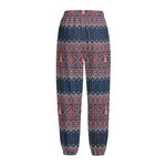 Winter Holiday Knitted Pattern Print Fleece Lined Knit Pants