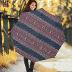 Winter Holiday Knitted Pattern Print Foldable Umbrella