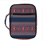 Winter Holiday Knitted Pattern Print Front Pocket Bible Bag
